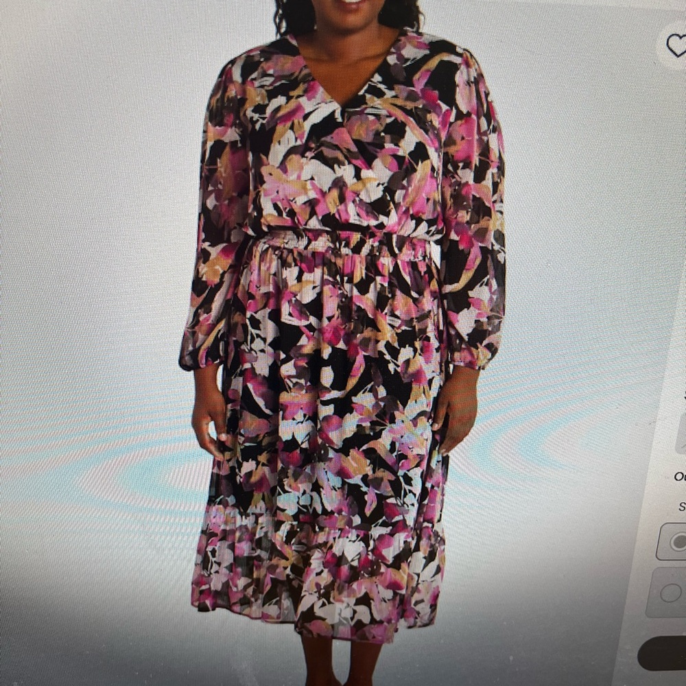 Nine Britton Pink and Black Floral Long Sleeve Dress